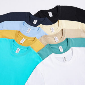 All cotton 220g heavyweight pure cotton round neck short sleeved T-shirt for men and women, thick inner layer bottom shirt, candy colored T-shirt, trendy